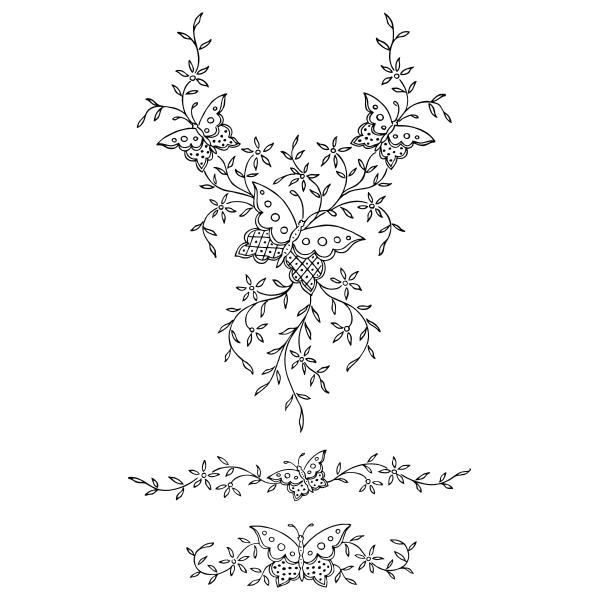 SVG Ornamental butterflies and flowers