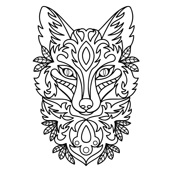 SVG Ornamental fox line art