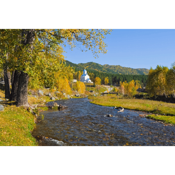 SVG Orthodox Church In A Picturesque Landscape
