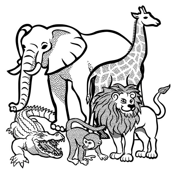 SVG Outline drawing of African animals