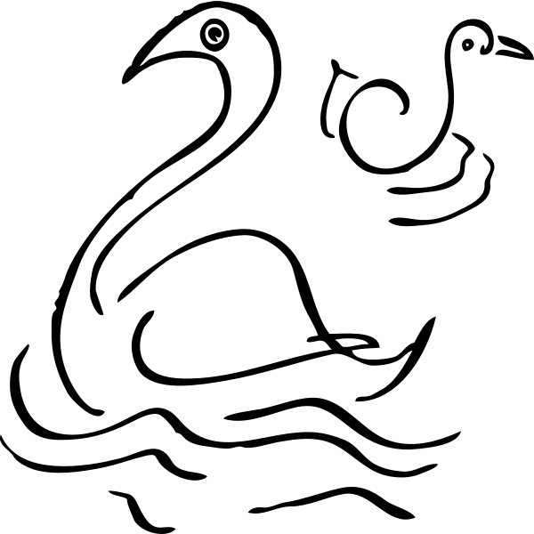 SVG Outline drawing of swan