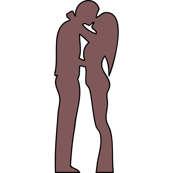 SVG Outline illustration of couple kissing