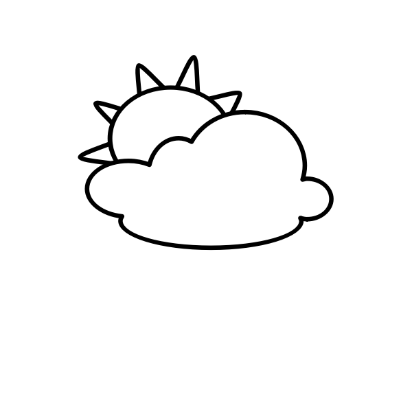 SVG Outline symbol for partly cloudy sky vector illustration