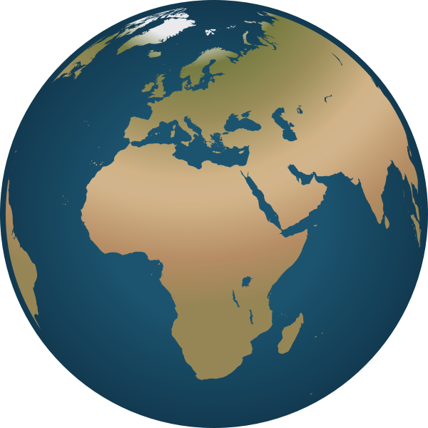 SVG Outline vector drawing of globe facing Europe and Africa