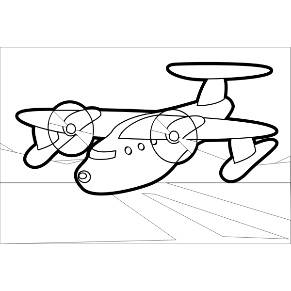 SVG Outline vector drawing of propeller airplane