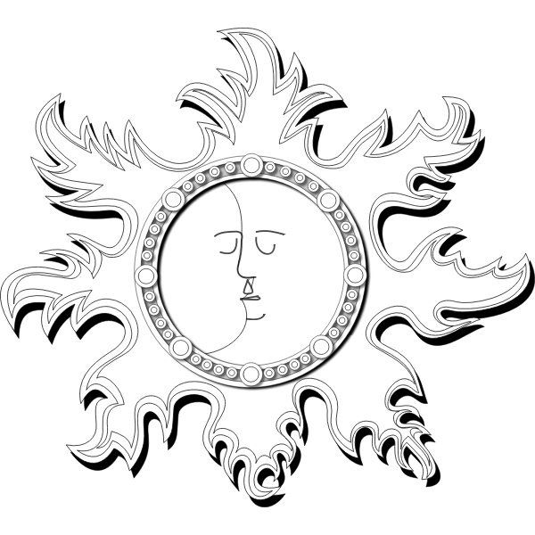 SVG Outline vector illustration of Sun and Moon