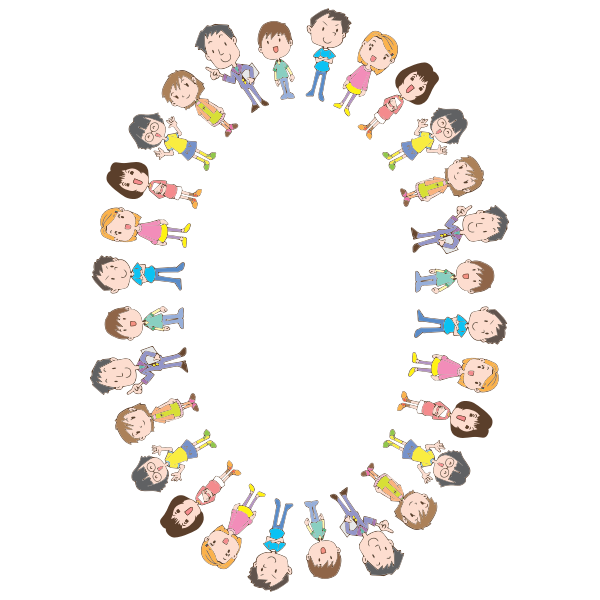 SVG Oval frame with kids