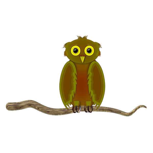 SVG Owl on a branch cartoon image