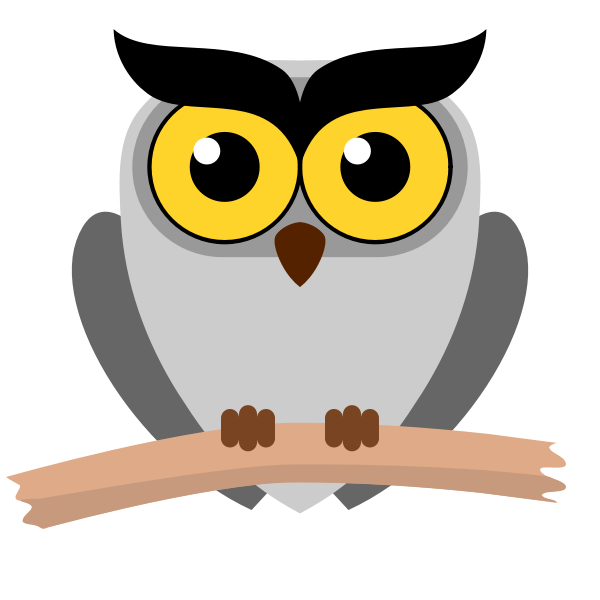SVG Owl on a branch cartoon style