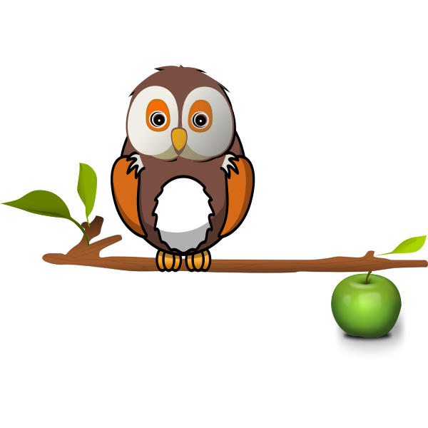 SVG Owl on apple branch vector clip art