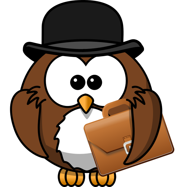 SVG Owl with hat and briefcase