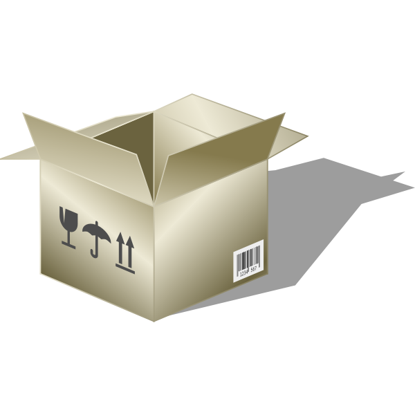 SVG Packaging cardboard case with barcode vector drawing