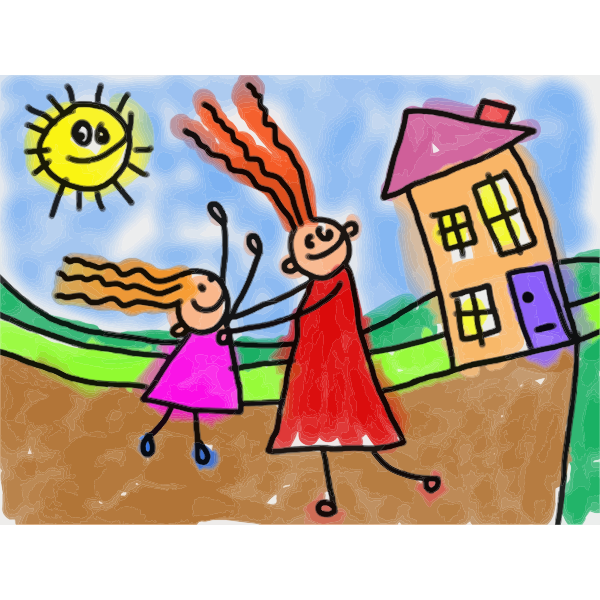 SVG Painting of mum and daugther