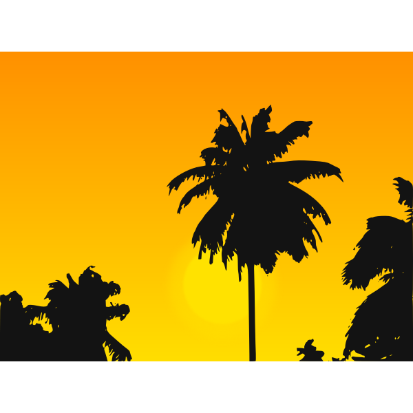 SVG Palm tree silhouette in the sunset