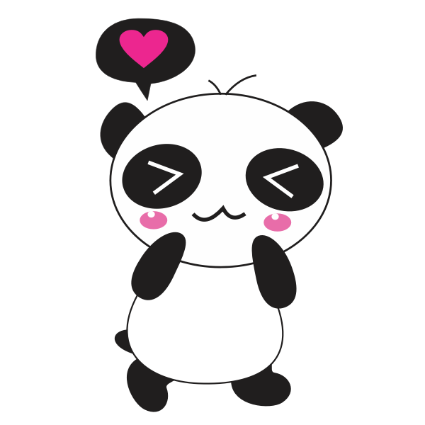 SVG Panda in love cartoon clip art