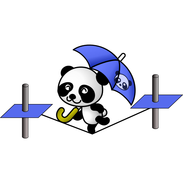 SVG Panda on a tightrope vector image