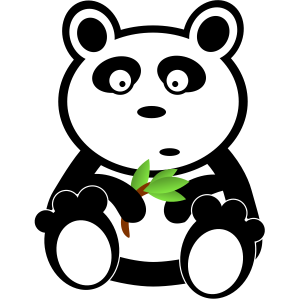SVG Panda with bamboo leaves vector image