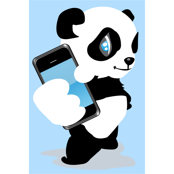SVG Panda with mobile phone vector image