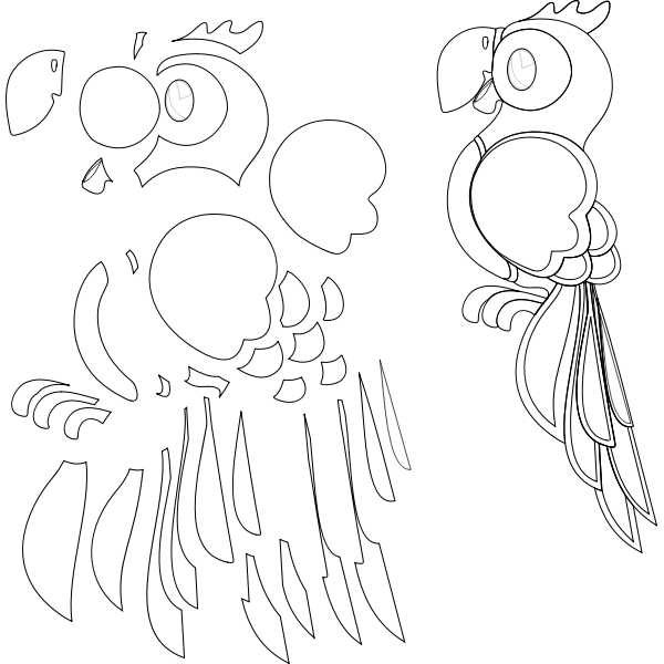 SVG Parrot in coloring peaces