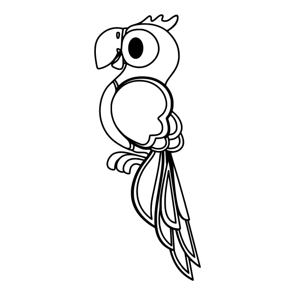 SVG Parrot with long tail in black and white vector image