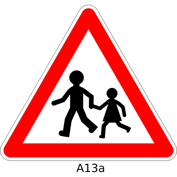 SVG Pedestrians crossing the road traffic warning sign vector graphics