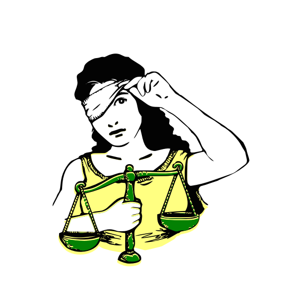 SVG Peeking lady with justice scale