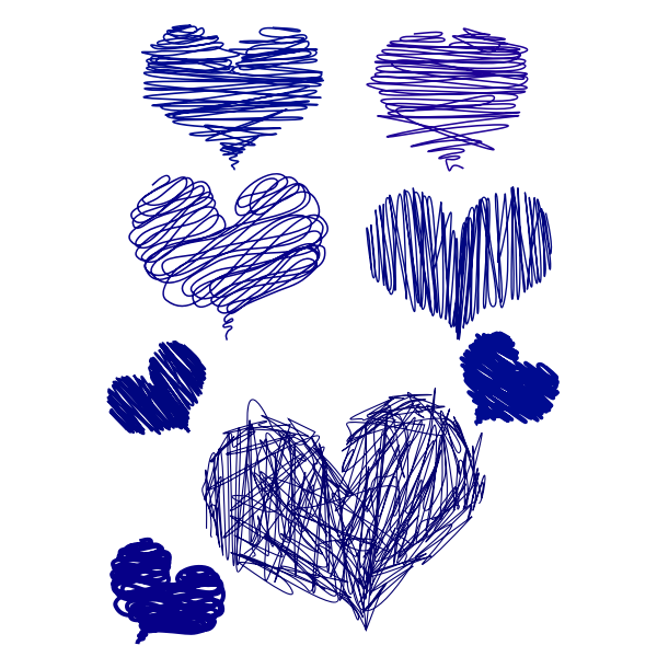 SVG Pen drawn hearts