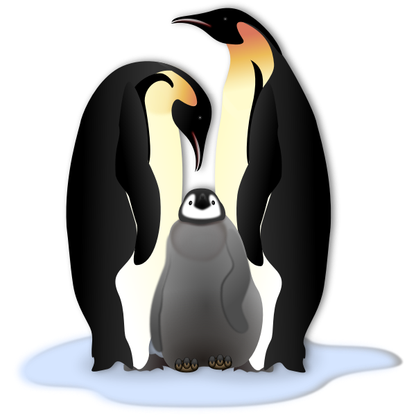 SVG Penguin family in color illustration