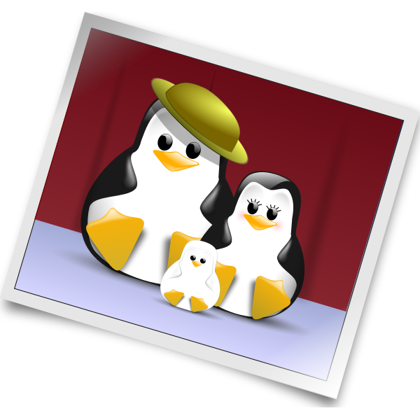 SVG Penguin family photo vector illustration