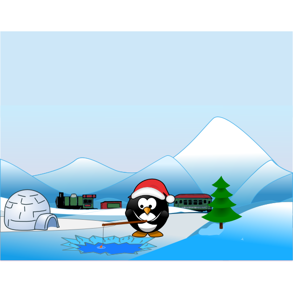 SVG Penguin fishing