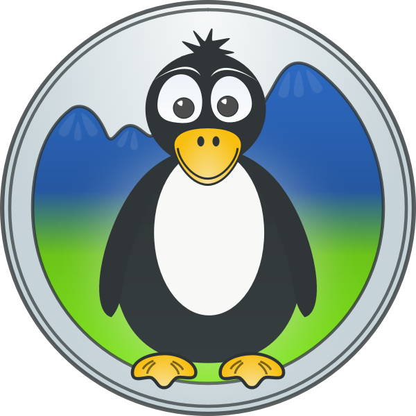 SVG Penguin in mountains vector logo