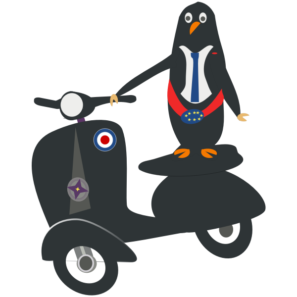 SVG Penguin on a scooter vector image