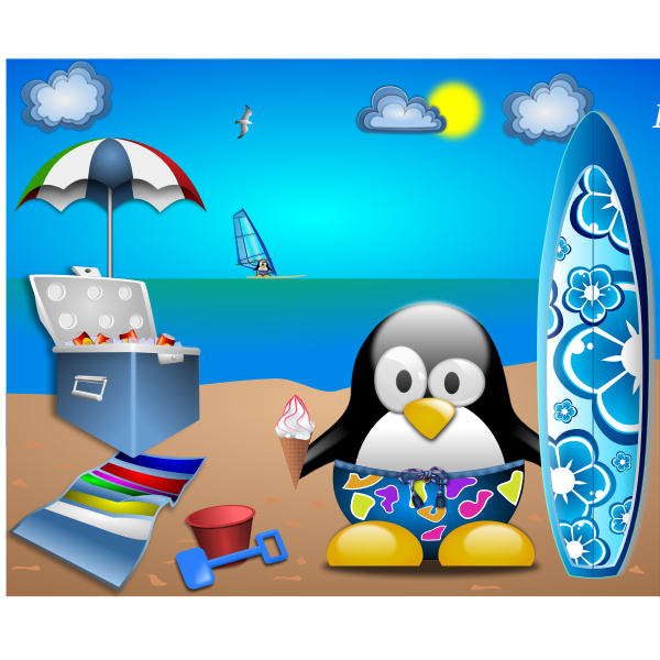 SVG Penguin on sandy beach vector image