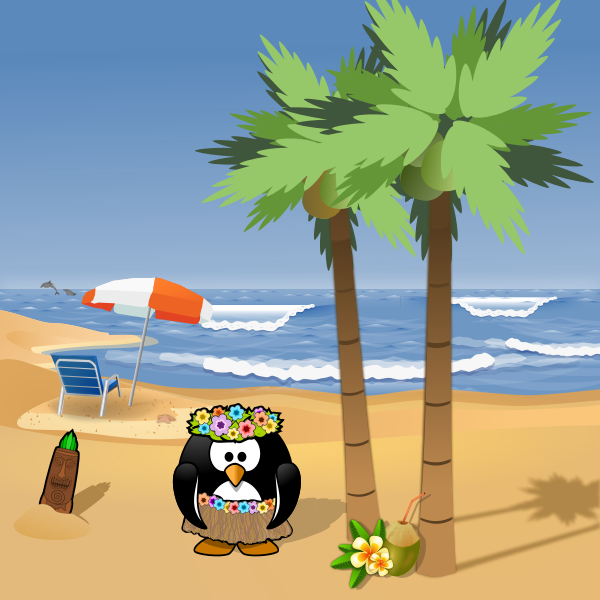 SVG Penguin on summer holiday vector illustration