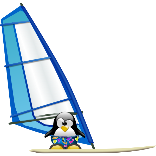 SVG Penguin surfer vector illustration