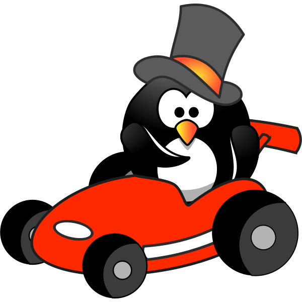 SVG Penguin Top Hat in Red Kart Wants You