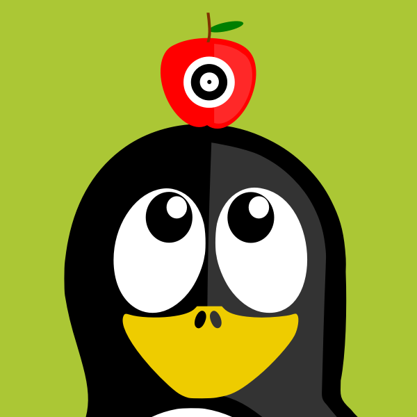SVG Penguin with apple on head vector illustration