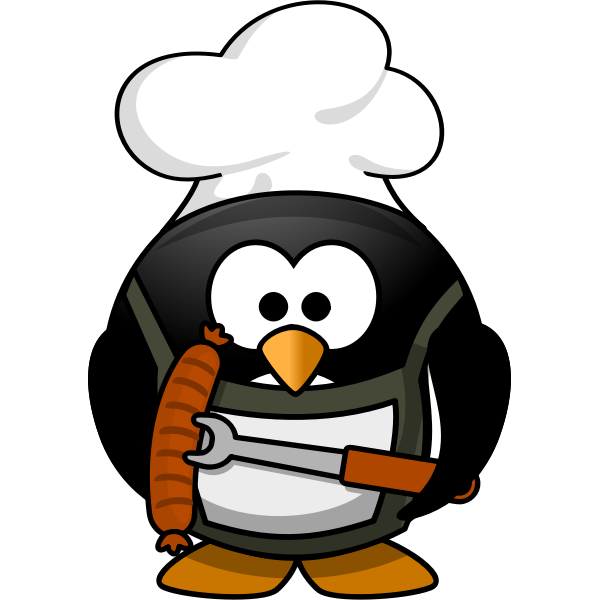 SVG Penguin with barbecue equipment