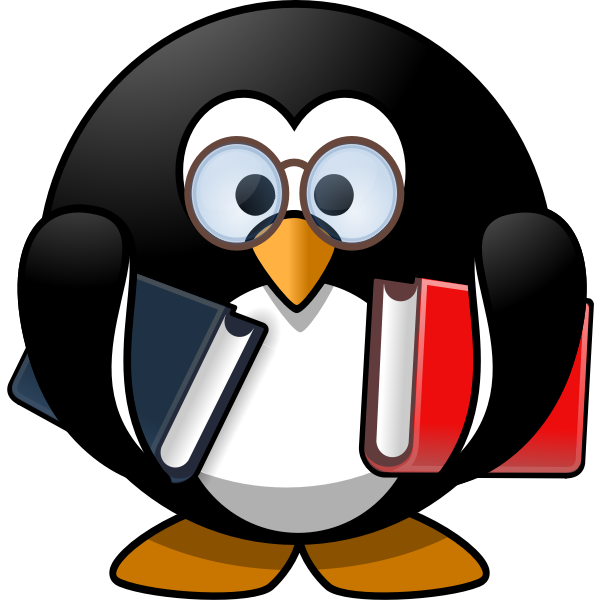 SVG Penguin with textbooks vector image