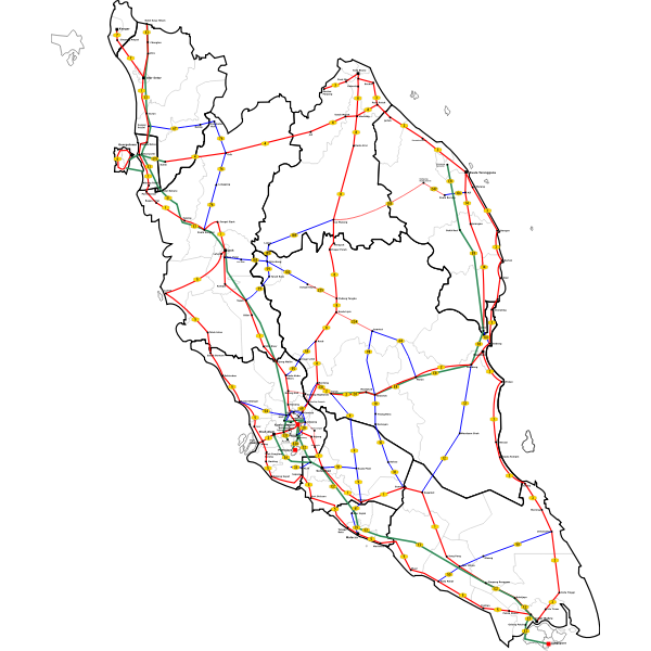SVG Peninsular Malaysia major routes map