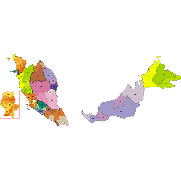 SVG peninsular malaysia postcode map