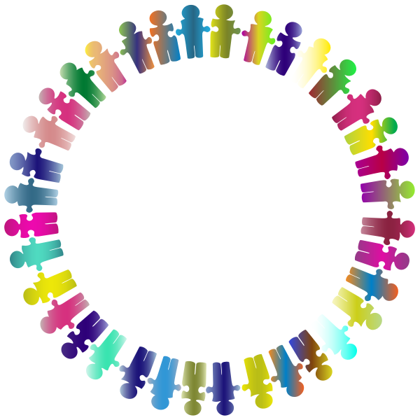 SVG People colorful puzzle frame