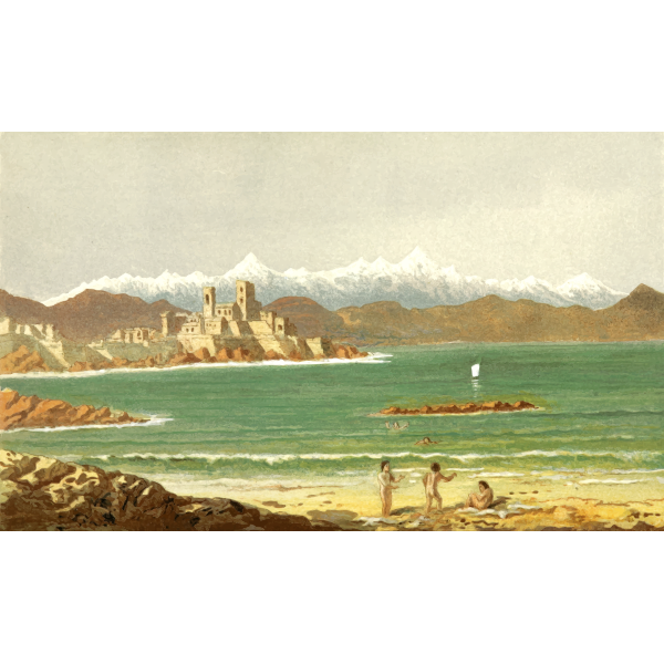 SVG People in the beach vintage image