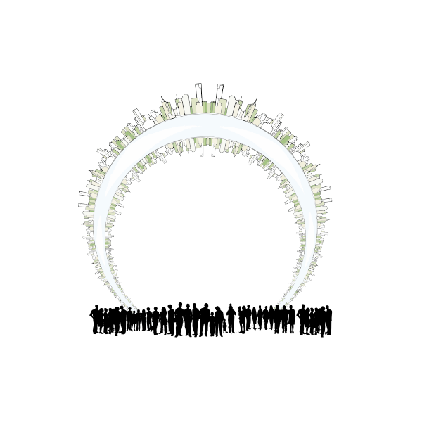 SVG People under city arch