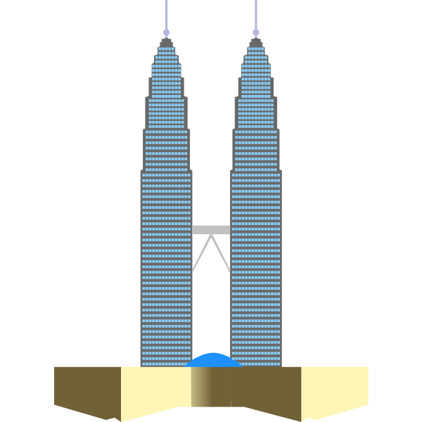 SVG Petronas Twin Towers in Kuala Lumpur vector clip art
