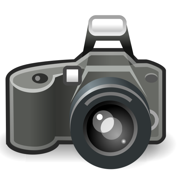 SVG Photo camera with flash grayscale vector image