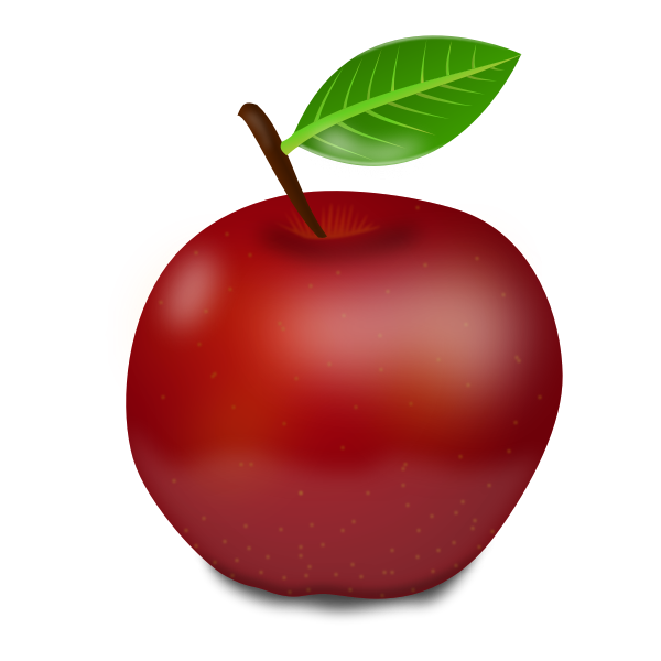 SVG Photorealistic red apple with green leaf vector illustration