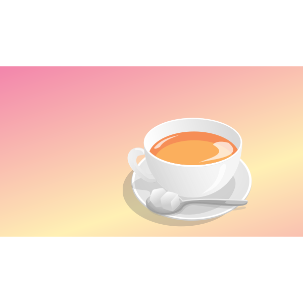 SVG Photorealistic vector graphics of tea serving on orange background