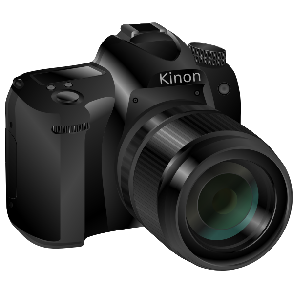 SVG Photorealistic vector image of a black professional camera