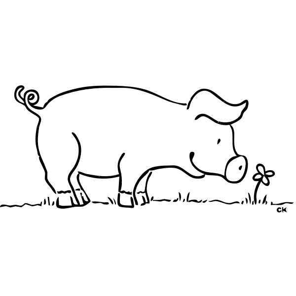 SVG Pig and flower